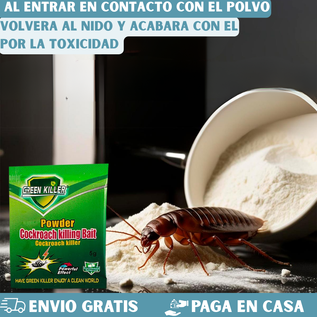CEBO EN POLVO MATA CUCARACHAS-CAJA X30 SOBRES+20 GRATIS🪳🚫
